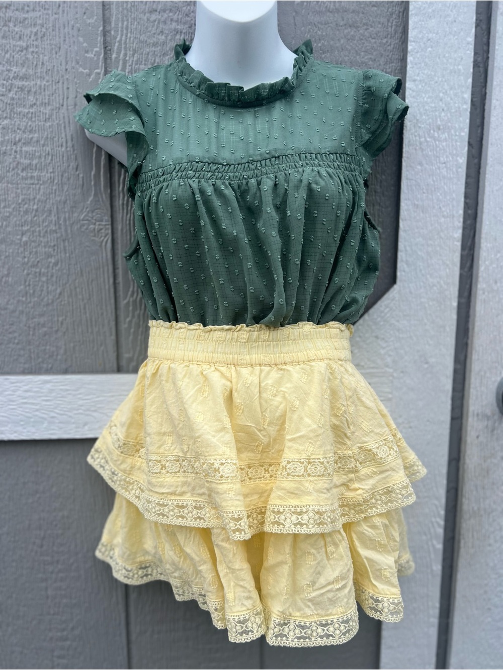 Altr’d State Yellow Tiered Lace Skort
